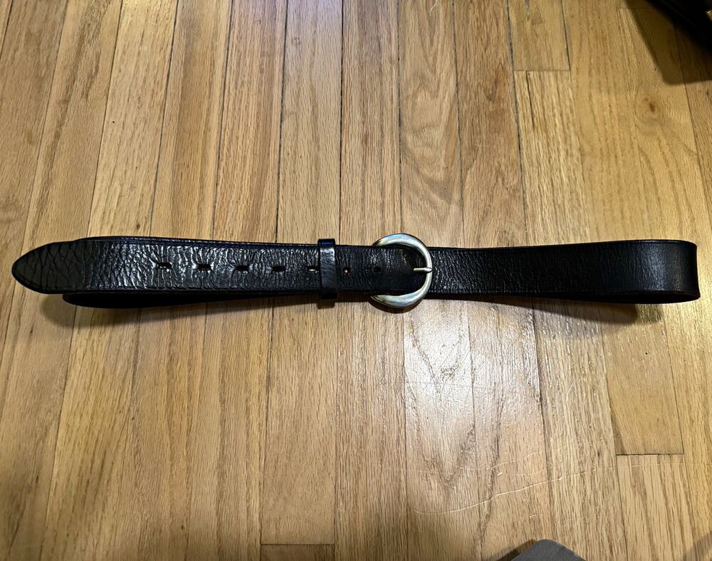 Bianchi Men's Black Solid Adjustable Belt Size 42 with Silver Tone Buckle